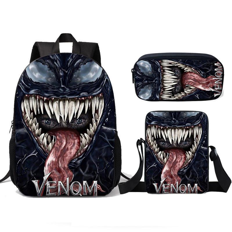 Школьный рюкзак, сумка для ланча, пенал Venom для детей, набор из трех предметов для детей