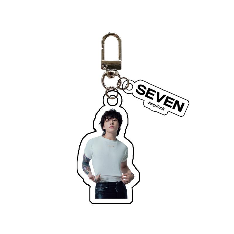 BTS Акриловый брелок Jung Kook SEVEN Solo, Двусторонний брелок с концепт-фото Jungkook, Милый подвеска на сумку, Мерч айдола, Подарок для фанатов K-pop ARMY