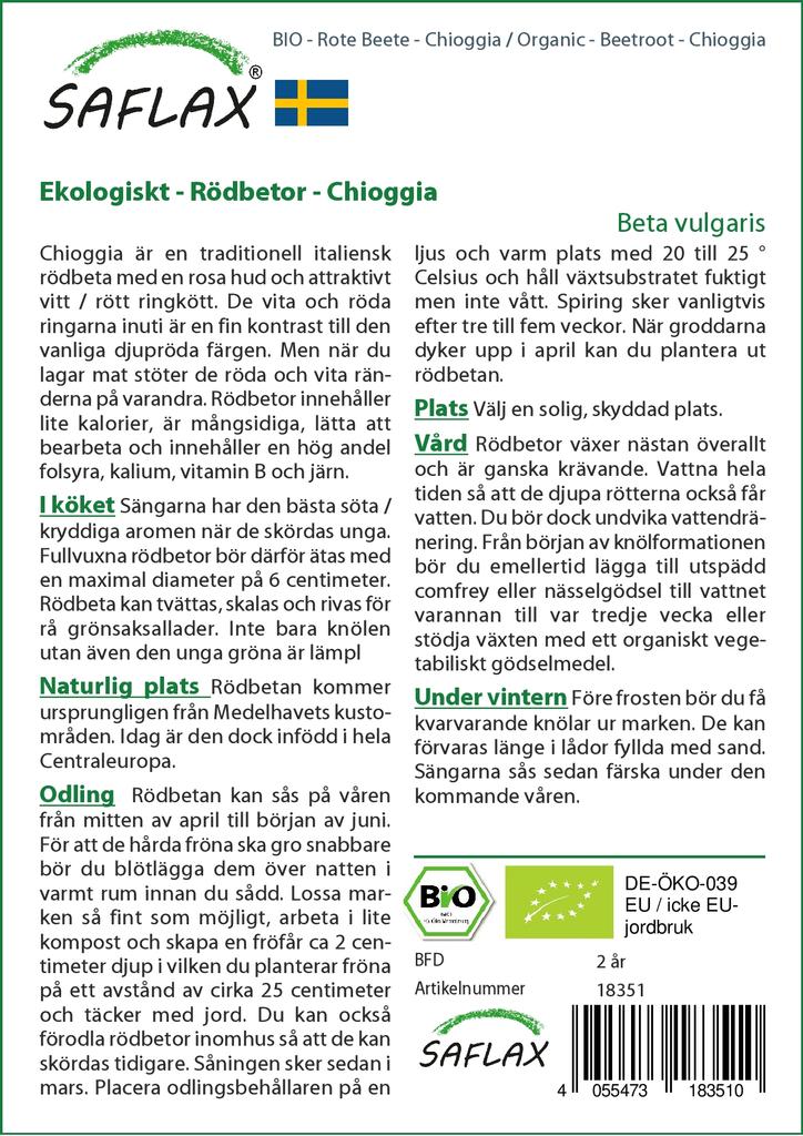 SAFLAX Сад в пакете - Органический - Свекла - Кьоджа - 70 семян - С субстратом в подходящем стоячем пакете - Beta vulgaris