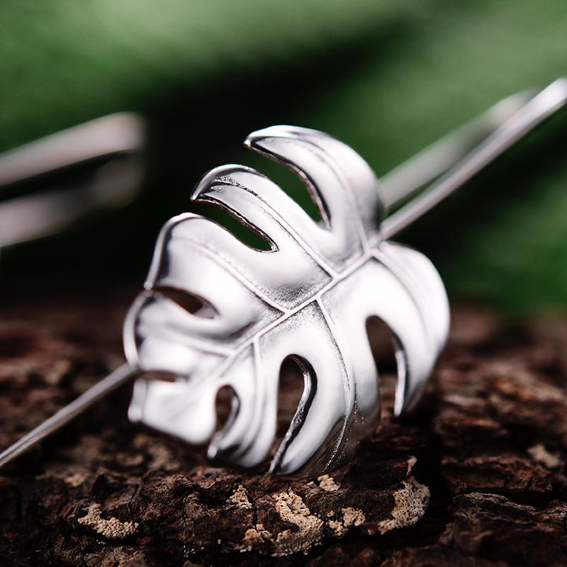 Lotus Fun Монстера листья настоящее серебро 925 пробы ювелирные изделия ручной работы висячие серьги для женщин Bijoux