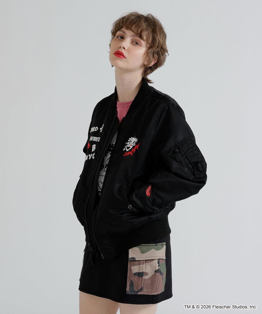 AVIREX x Betty Boop LIGHT MA-1 women's S size 010 black 783-6152607