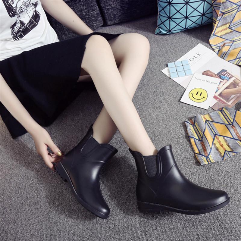 Женская обувь, модные резиновые сапоги «Челси», женские короткие женские резиновые сапоги, непромокаемая резиновая женская обувь из ПВХ