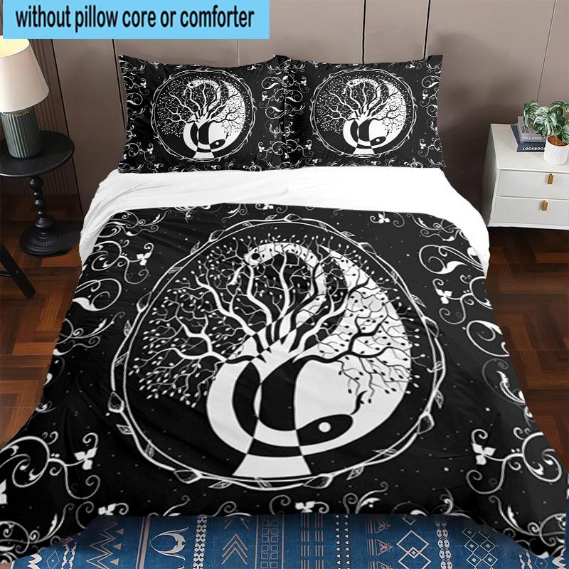 Tree Of Life Mandala 3pcs Bedding,Including 1pc Duvet Cover And 2pcs Pillowcases Perfect for Christmas,Ideal for Bedroom, Dormitory