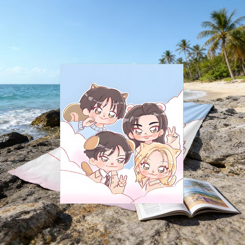 1pc Kpop Team6 Beach Towel, Beach and Seaside Swimming Pool Equipment, Fashion Pattern, Rectangular, Travel Essentials