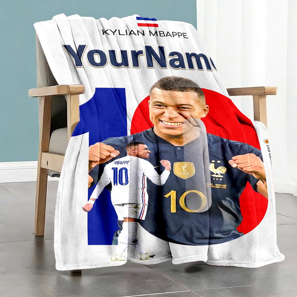 Mbappe 275 Customize Text Blanket Cozy Customizable Blanket Comfortable Suitable for Sofa Seaside Chair Office All-Season Use