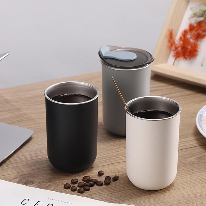 300ML Double-layered Insulated Espresso Cup with Lid Stainless Steel Inner Thermos Cup Leak-proof Portable Outdoor Travel Cup