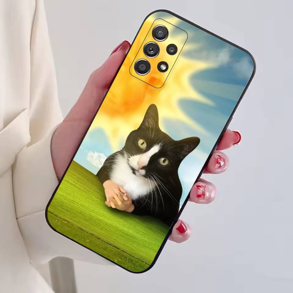 F-Funny Animal Cat  Phone Case Black Silicone Soft For Samsung S25,S24,S21,S22,S23,S30,Ultra,S20,Plus,Fe,Lite