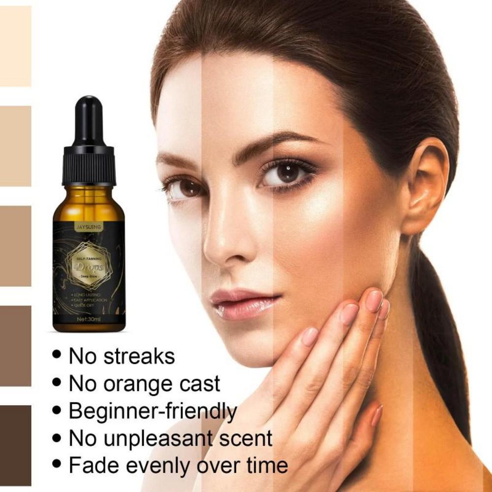 6 Self-tanning Drops Create a Natural, Sunless Fake Tan. Gradual Bronzing, 30ml, Brown, Natural.