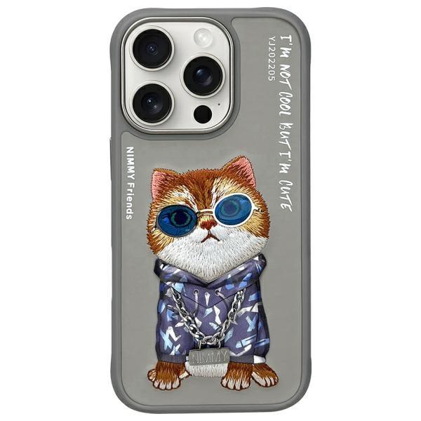 Etui do iPhone 16 Pro Max Nimmy Glasses Cool Cat Szare