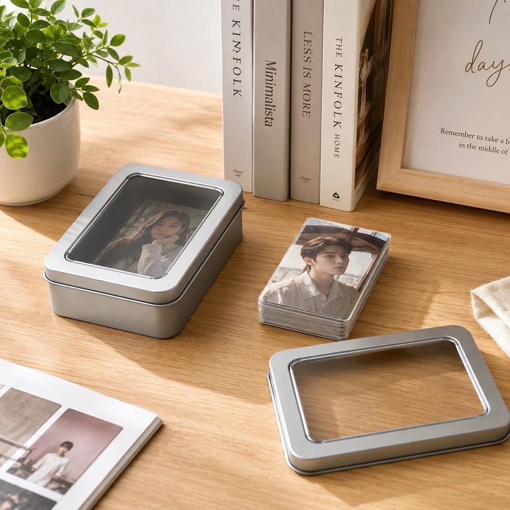 Portable Card Storage Tin Box Korean INS-Style Desktop Organizer Box for Girls