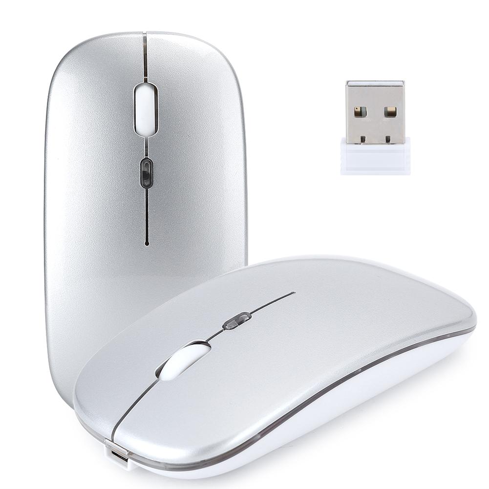Wireless Mouse 2.4G Rechargeable USB Wireless Gaming Mouse with LED Colorful LightSilver