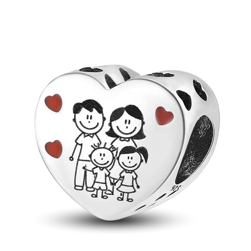 Подходят для оригинальных браслетов Pandora Цветок Семья Розовый Торт Звезда Любовь Сердце Серия Медные Шармы Бусины Сделай сам Ювелирный Подарок на День Рождения