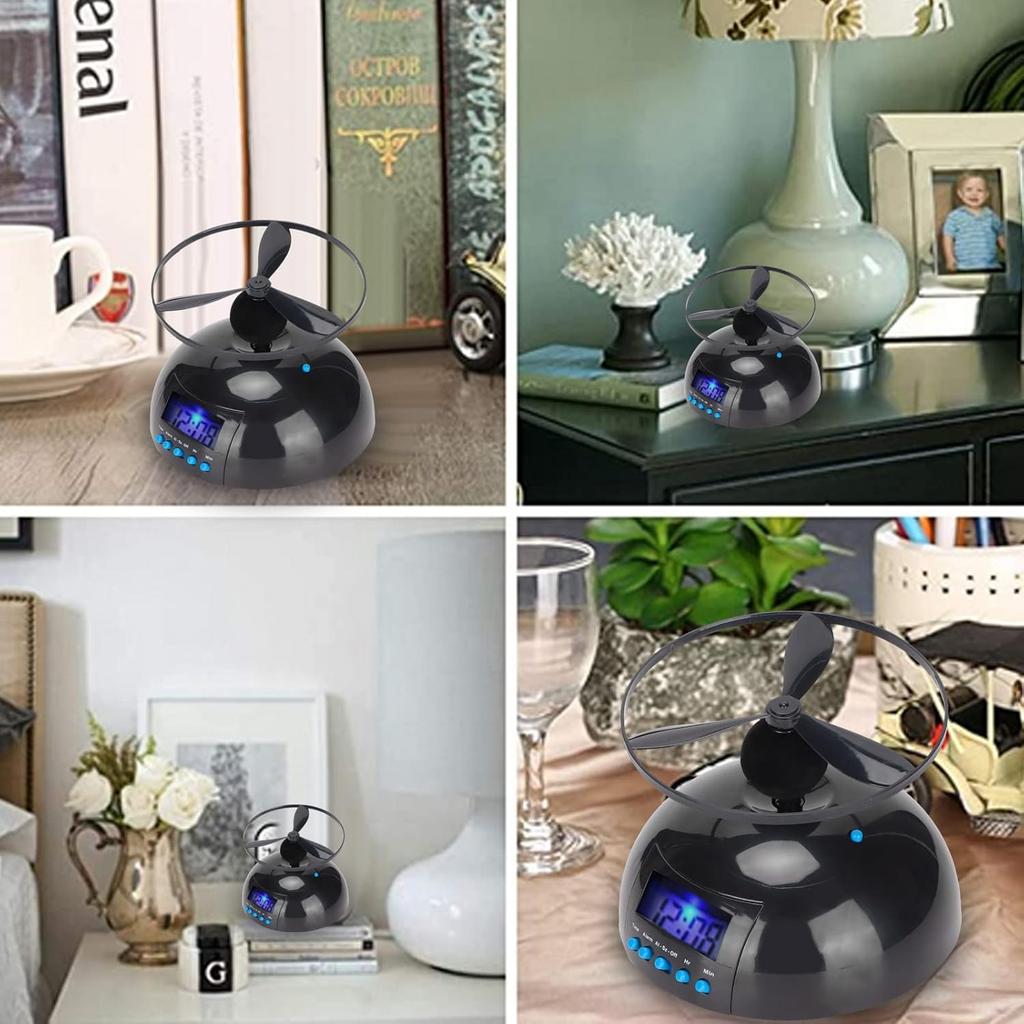 Novelty Digital LED Alarm Clock,Gadget Run Away Flying Alarm Clock for Bedroom/Office/Home/School,Rolling Helicopter Chopper Propeller Clock Creative