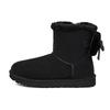 Classic Double Bow Mini Warm Comfortable Casual Short Snow Boots Women Boots Black 1127130-BLK