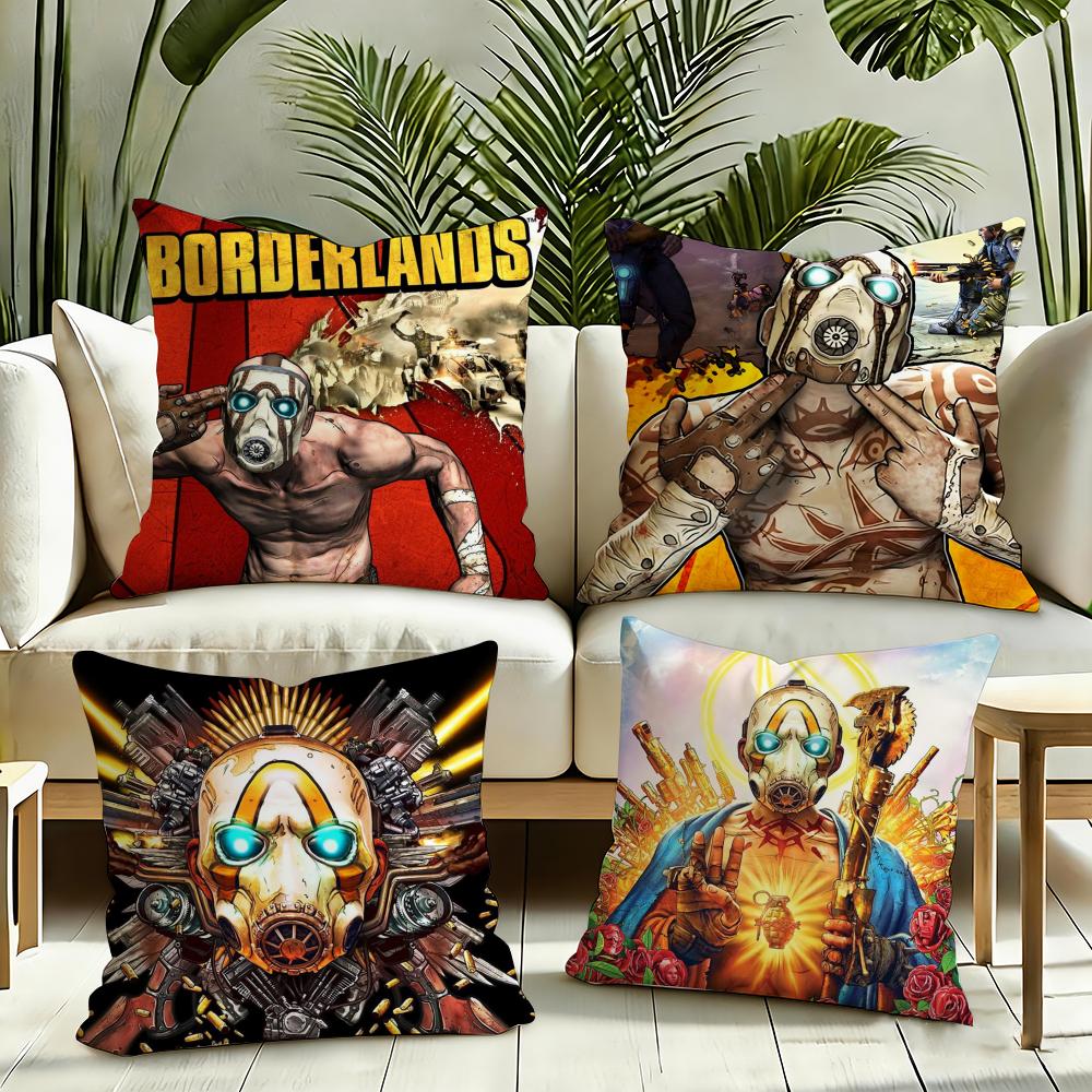 BBorderlands Game Cushion Cover Silky Short Plush Invisible Zipper Dustproof Sofa Pillow Case for Home Decor