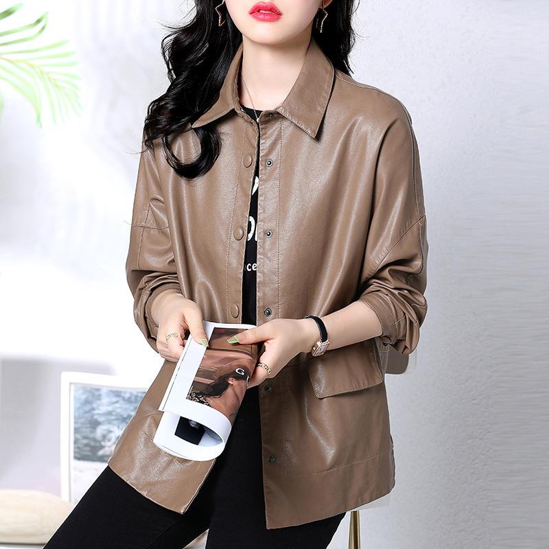 Versatile Leather Jacket Women's Short Sheepskin Jacket Blazer Motorcycle Casual Spring New Style
