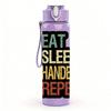 1PC Eat Sleep Handball Repeat Print 750ml Color Plastic Sports Water Bottle Leakproof Flip Straw Lid Suitable for Sports Office Home Use