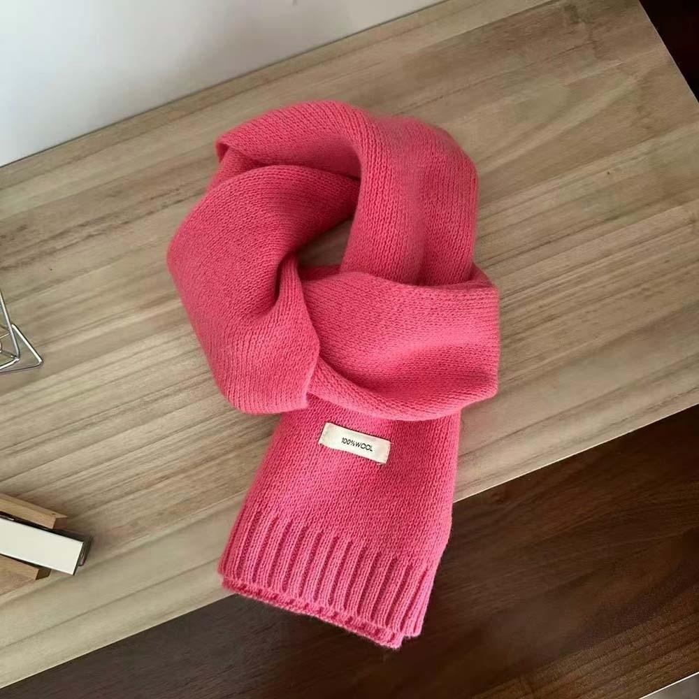 Solid Color Knitting Wool Scarf Cold-proof Winter Warmer Scarf Long Thickened Neckscarf Autumn