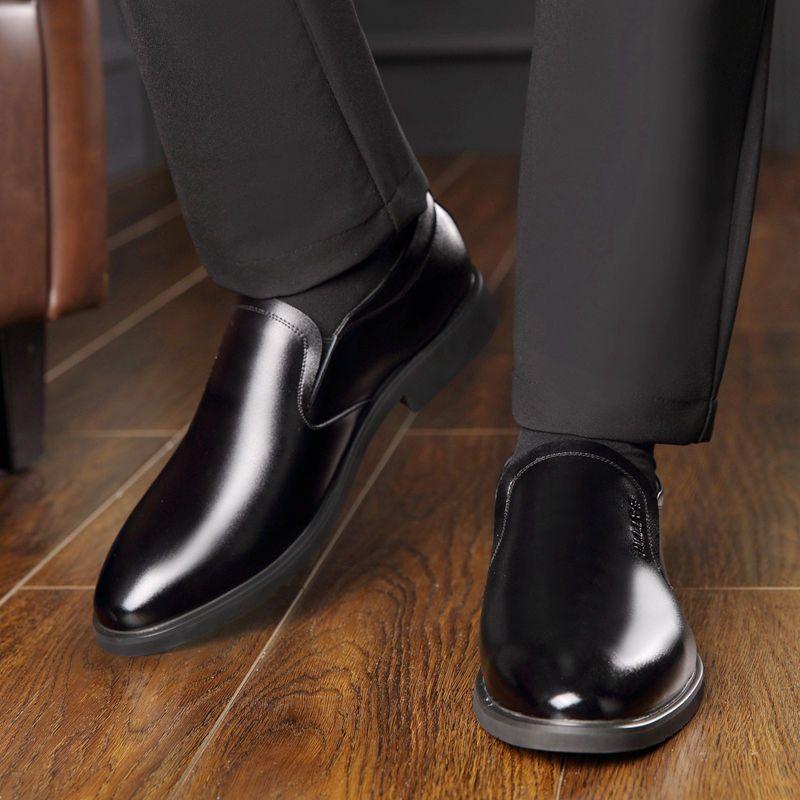 Мягкая кожаная обувь мужская кожаная обувь деловая модельная обувь для среднего возраста мягкая подошва черная большой размер мужская обувь