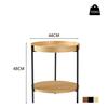 Coffee table with 2-tier tray design, round, solid wood & metal, in 3 colors: Ash Natural / Walnut / Black, combinable with side table (44x44x48 cm)