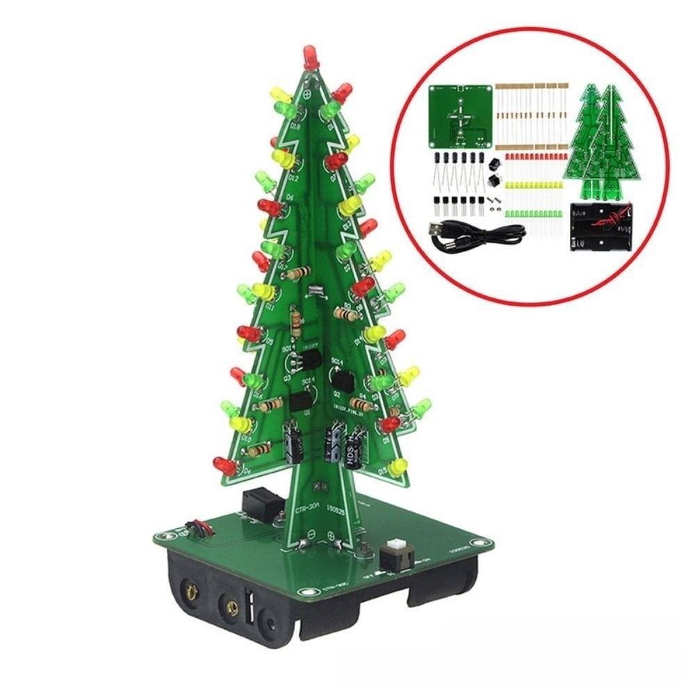 Red Green Yellow LED 3D LED Christmas Tree Kit Christmas Tree Flashing LED PCB DIY Projects