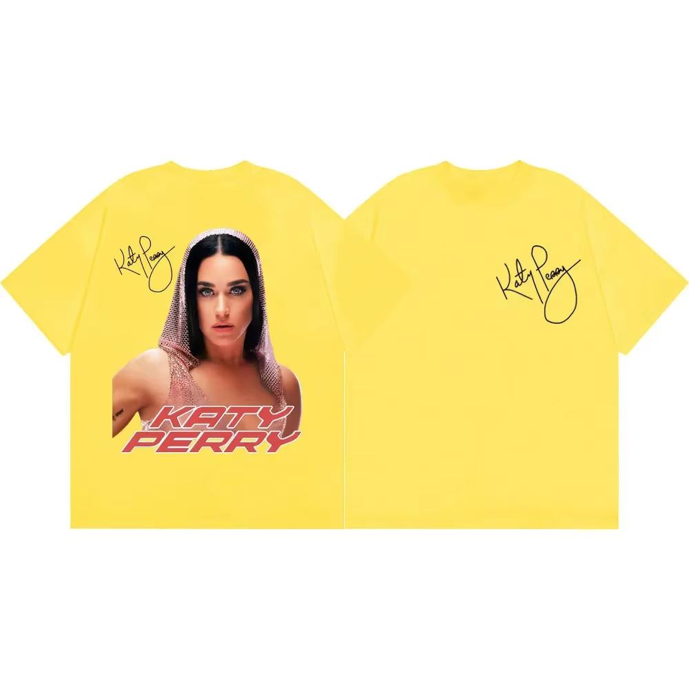 Винтажная стираная футболка с принтом Katy Perry Lifetimes Tour 2026 Американская поп-икона Танцевальный поп Концертный тур Мужская Женская Летняя Повседневная Мода