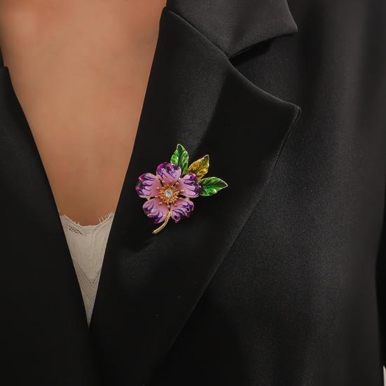 Yousheng Женская брошь Эмаль Цветок Капает Масло Противоскользящий Износостойкий Костюм Пальто Воротник Шапка Шарф Украшение Прищепка Выпускной Вечеринка Одежда Ювелирные Изделия