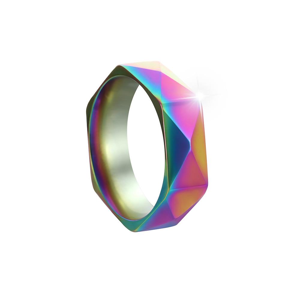 New Titanium Steel Ring Men's Jewelry 6mm Rhombus Facet Ring Simple Geometric Style Ring