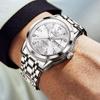 OLEVS Silver Popular Quartz Calendar Waterproof Watch for Men Brand Stainless Steel Stylish Men's [Item]