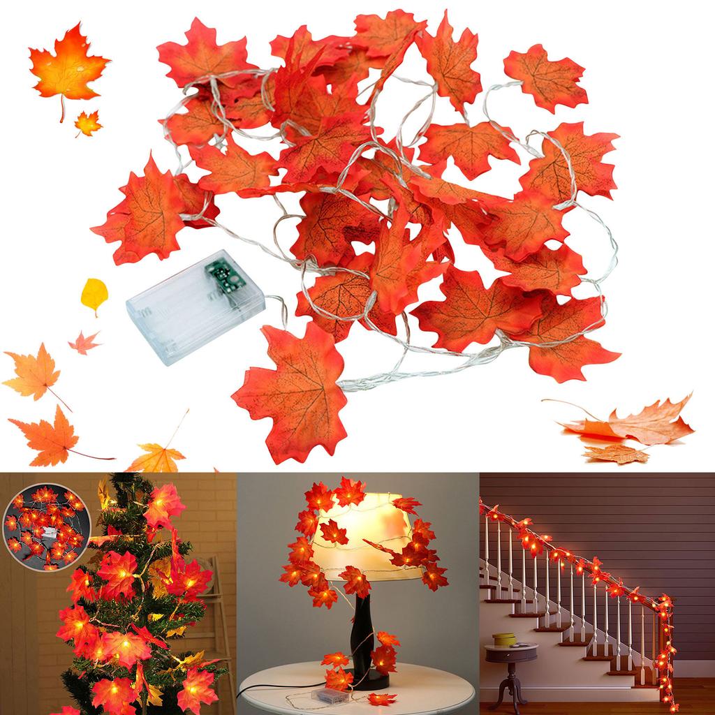 Осенний День Благодарения Кленовый лист Лампа Гирлянда Украшение Декор Светодиодные светящиеся листья Рождество