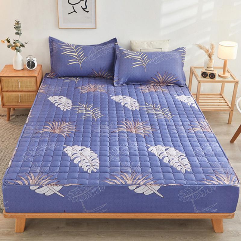 Thicken Quilted Bedspread Elastic Sheets Cotton Soft Bedding Sheet Mattress Cover Non-slip Sheet Dust Cover Fitted Sheet Mattress Topper