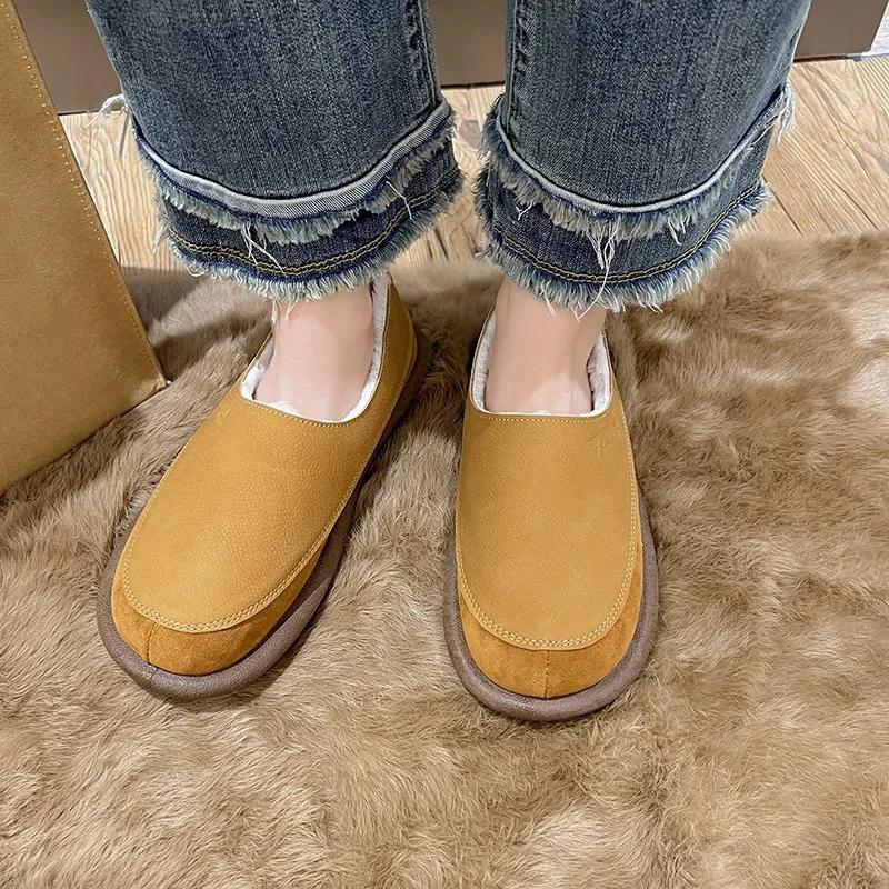 Fashion Winter Women's Cotton Shoes Fashion Round Toe Walking Shoes for Women High Quality Comfortable Casual Sneakers Women Plush Flats