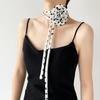 New Polka Dot Necklace Scarf Women'S Simulated Silk Long Strip High-End Feel Small Ribbon Waist Belt Leopard Print Thin Ribbon