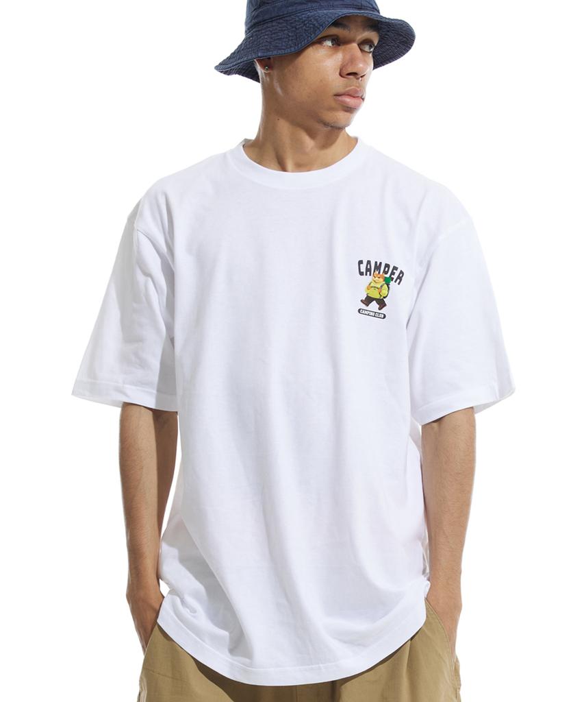 CREAM SODA LAB Camping Club Small Logo Short Sleeve T-Shirt White Lime