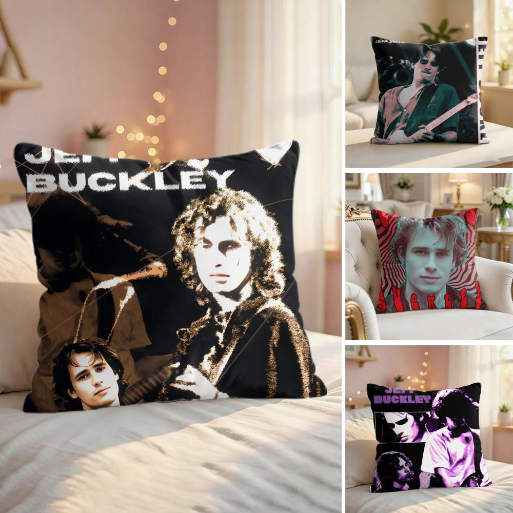 JJeff BBuckley Singer Cushion Cover Silky Short Plush Invisible Zipper Dustproof Sofa Pillow Case For Home Decor