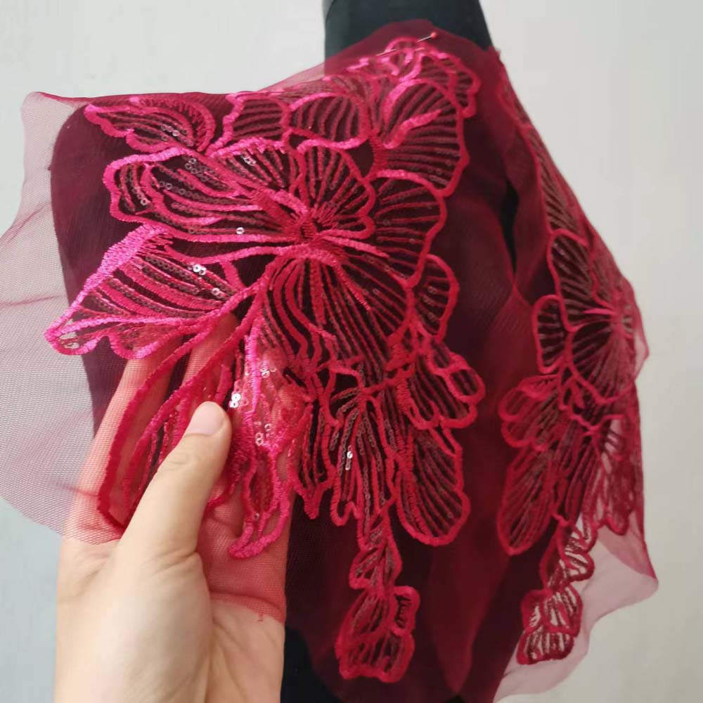 1 Piece Embroidery Black White Flower Lace Applique Patch For Wedding Decoration Repair