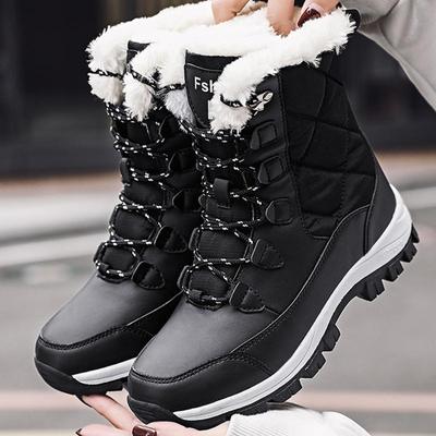 Зимняя хлопковая обувь. Бархатные теплые женские ботинки с высоким берцем. Нескользящие износостойкие зимние ботинки.