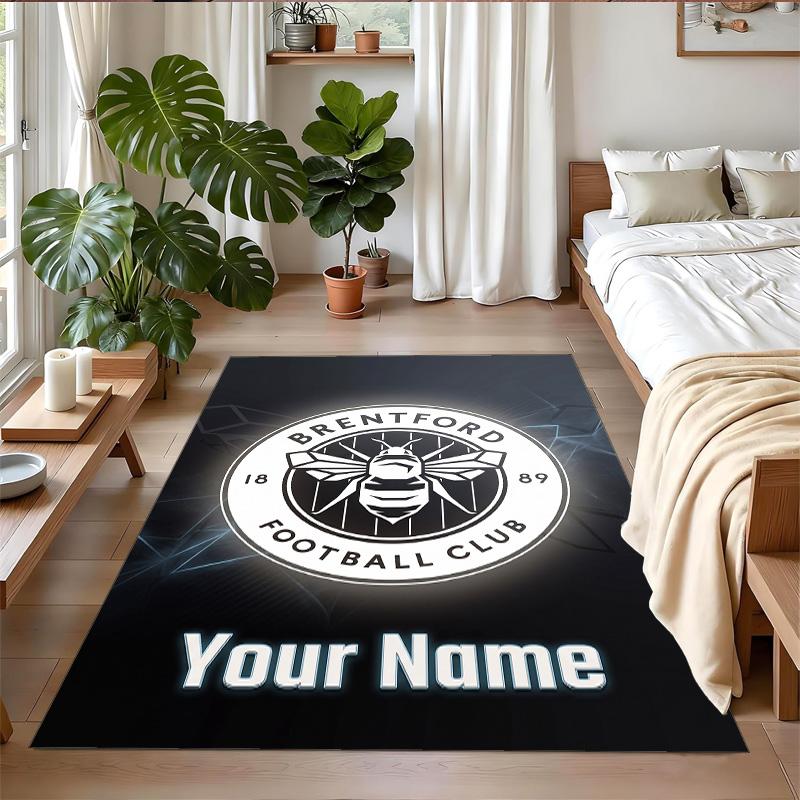 Crystal Velvet Rug Custom Name Text, Soft Non Slip Floor Mat Home DecorBrentford Football