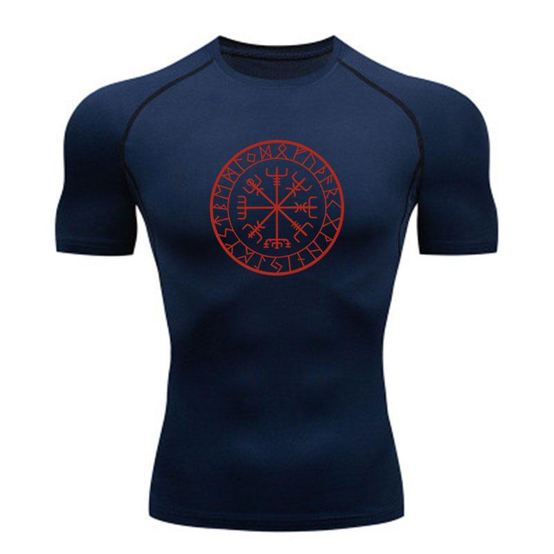 Men's Compression Sports T-Shirt, Viking Vegvisir Rune Patte