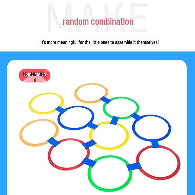 Kids' Sensory Training Equipment: Hopscotch Grid & Circle Rings for Physical Fitness