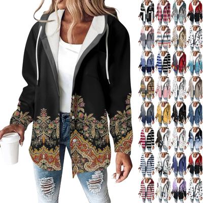 Женское пальто, повседневная и модная композитная толстая и теплая куртка с капюшоном и принтом