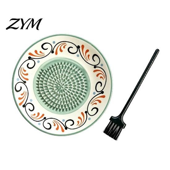 Sturdy Ceramic Food Grater Garlic Ginger Grater, 2-in-1 Manual Shredder Plate for Kitchen Cooking, Flat Compact Prep Tool Base Easy-Clean Fresh Fruit