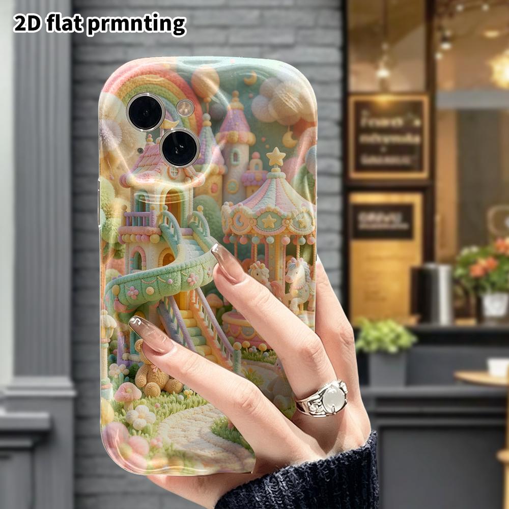 Чехол для телефона: 2D плоский, подходит для iPhone 18 17 16 15 14 13 12 Pro, сказочный парк развлечений, идеальный подарок на Рождество и Хэллоуин