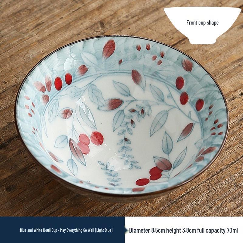Двухцветная сине-белая фарфоровая чашка доули - Керамическая чашка мастера кунг-фу, Японская дегустационная чаша, Одинарная чайная чашка.