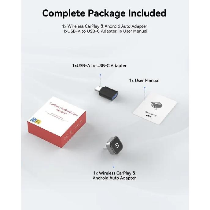 2026 2-in-1 Wireless CarPlay & Android Auto Adapter, Ultra Mini Dongle Converts Wired to Wireless Plug & Play Stick for Cars