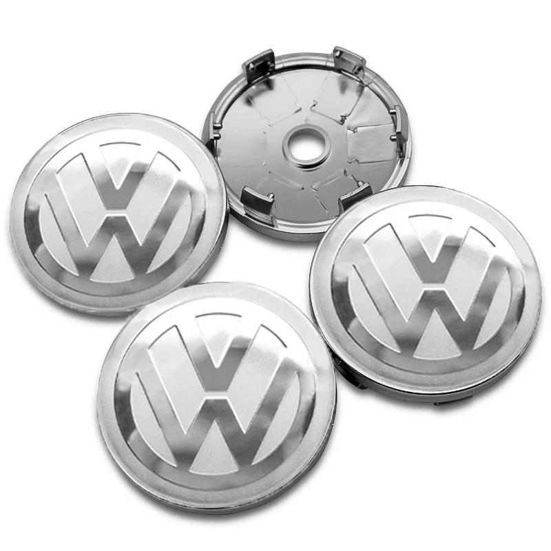 For VolkswagenMK6 4Pc 55mm 56mm 60mm 65mm Car Wheel Center Hub Cap Rim Cover Stickers For Volkswagen VW GTI R-Line R Polo T5 Golf Passat Scirocco