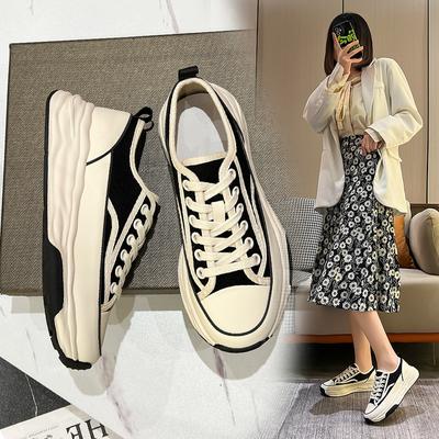 Осенняя новая нишевая обувь Dissolve, женская обувь из бисквитного торта с толстой подошвой, повседневная спортивная обувь из кожи, универсальная парусиновая обувь