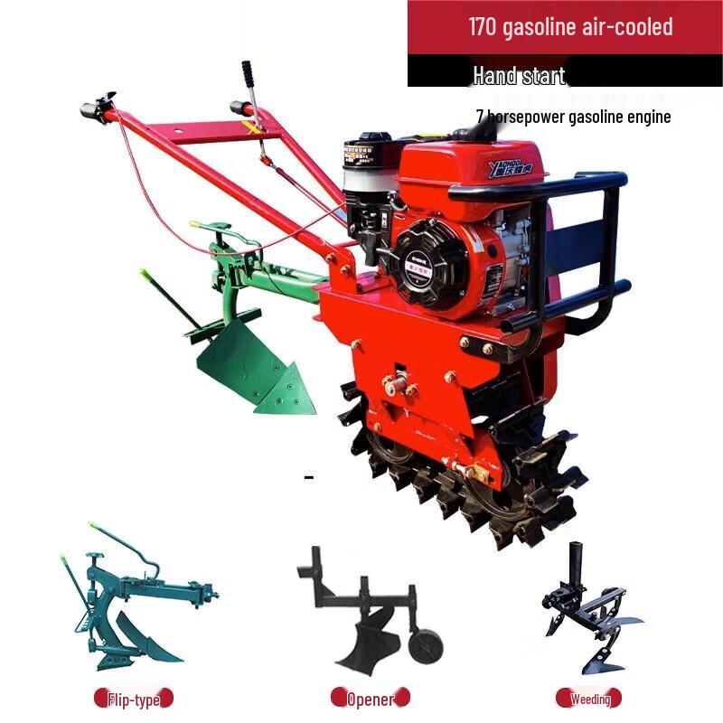 Jundelun 170 Gas Power Tiller with Plow & Cultivator Set CN plug (adapter included)