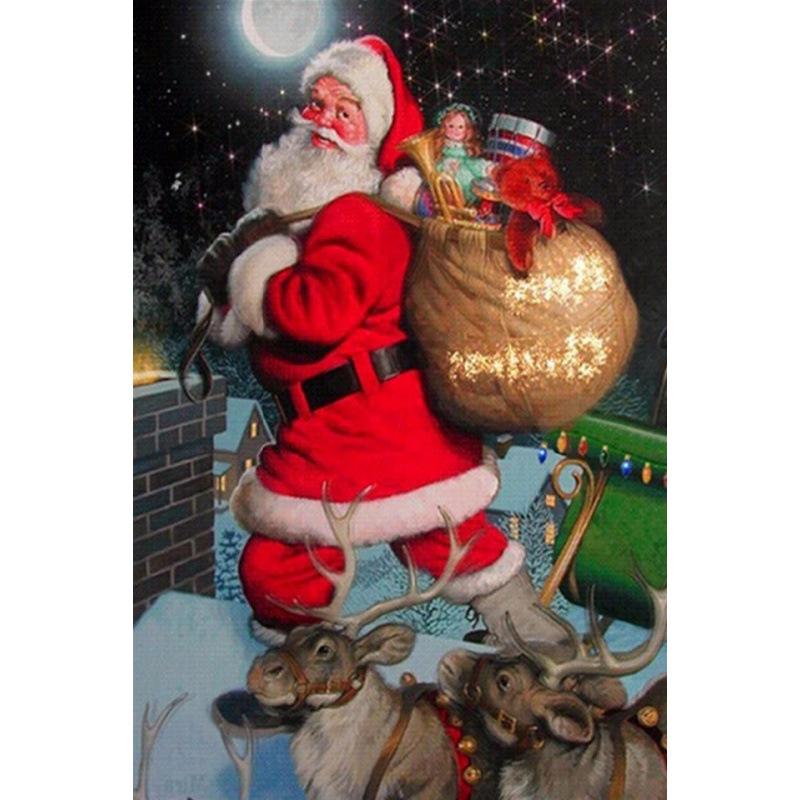 5D алмазная живопись Санта-Клаус, полная алмазная мозаика, набор для вышивки крестом, рождественские предметы домашнего обихода с животными, рождественские подарки