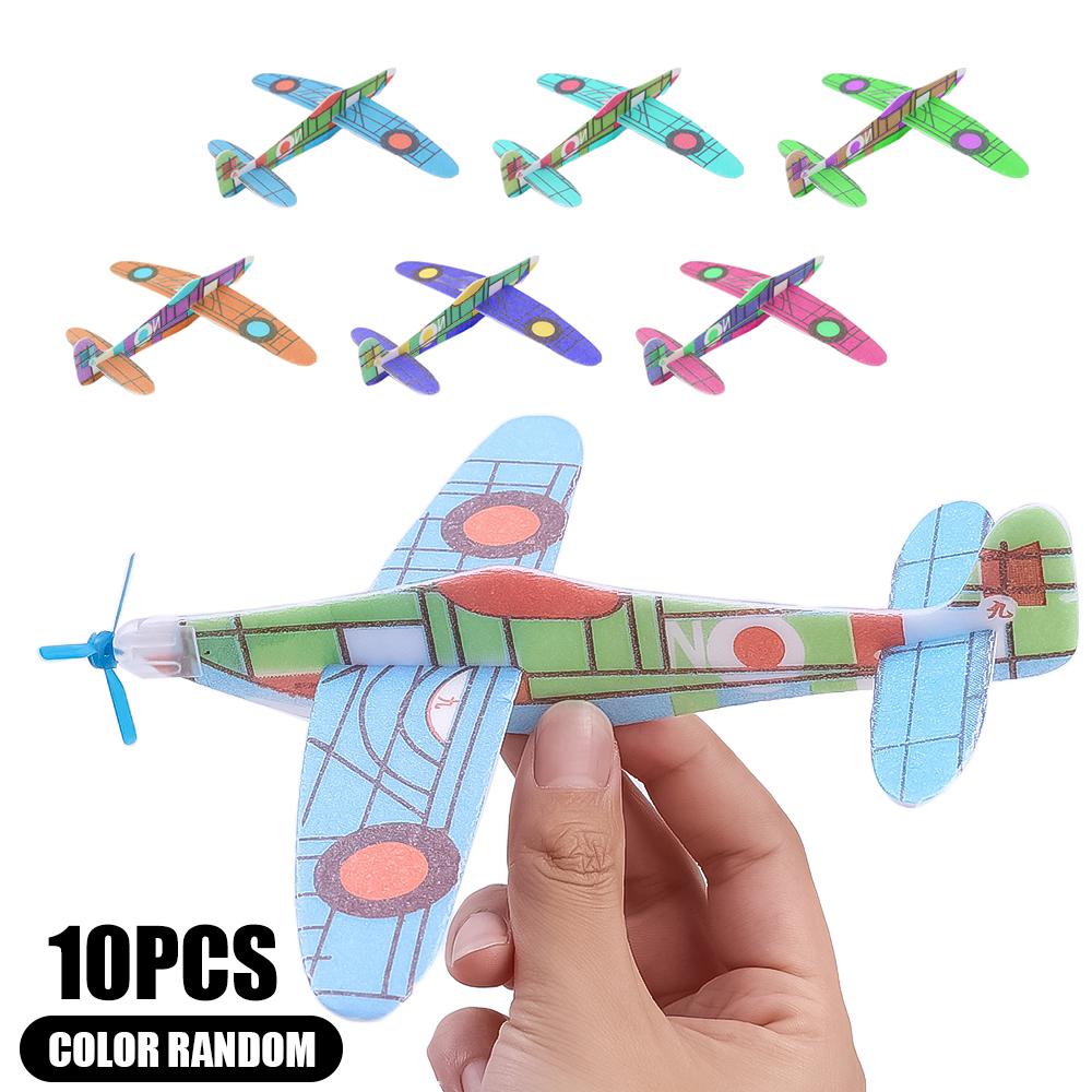 10-1Pcs Mini Diy Hand Throw Flying Glider Planes Kids Game Toys Foam Airplane Party Favors Gift Outdoor Launch Fighter Toy